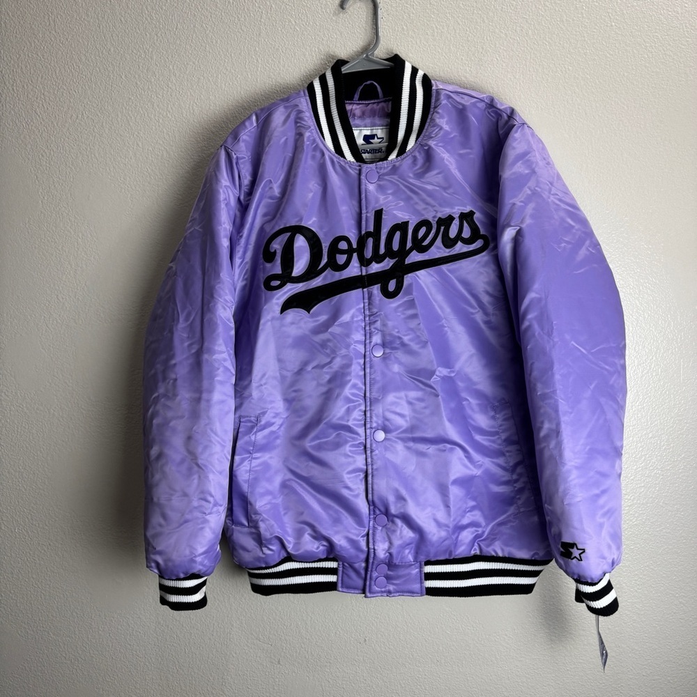 Starter Los Angeles Dodgers Purple Satin Jacket Size Large